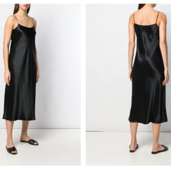 Vince Dresses & Skirts - VINCE Women's BLACK Satin SLIP Midi DRESS Small 4 - 6 NEW